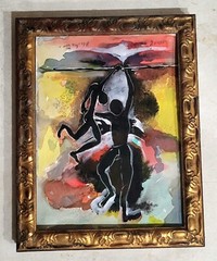 Vicente Fabre 1 – Acrylic Painting In Paper 12 × 16 Framed With Gold Ornate.
