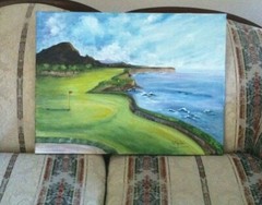 Kauai Golf Oil Painting Hawaii Original Art 18 x 24″ Golfers Sports