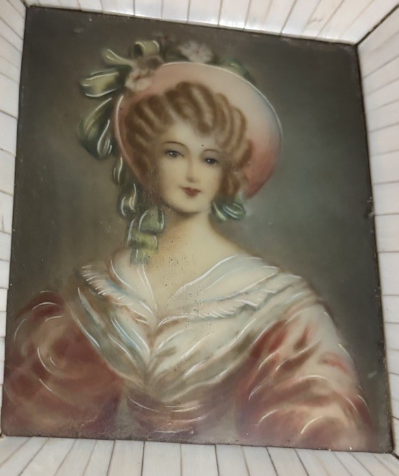 Antique Miniature Beautiful Women Portrait Lady Painting
