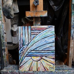 THE DEFINITION OF 8×10 oil painting card panel original art signed Crowell