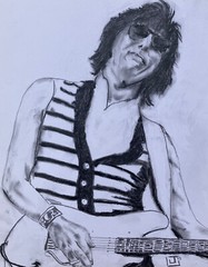 Jeff Beck 11X14 Charcoal Acrylic Original