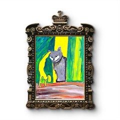 Naughty Cat Whimsy Painting 11×14 Acrylic Canvas Playful Kitty Art Decor.