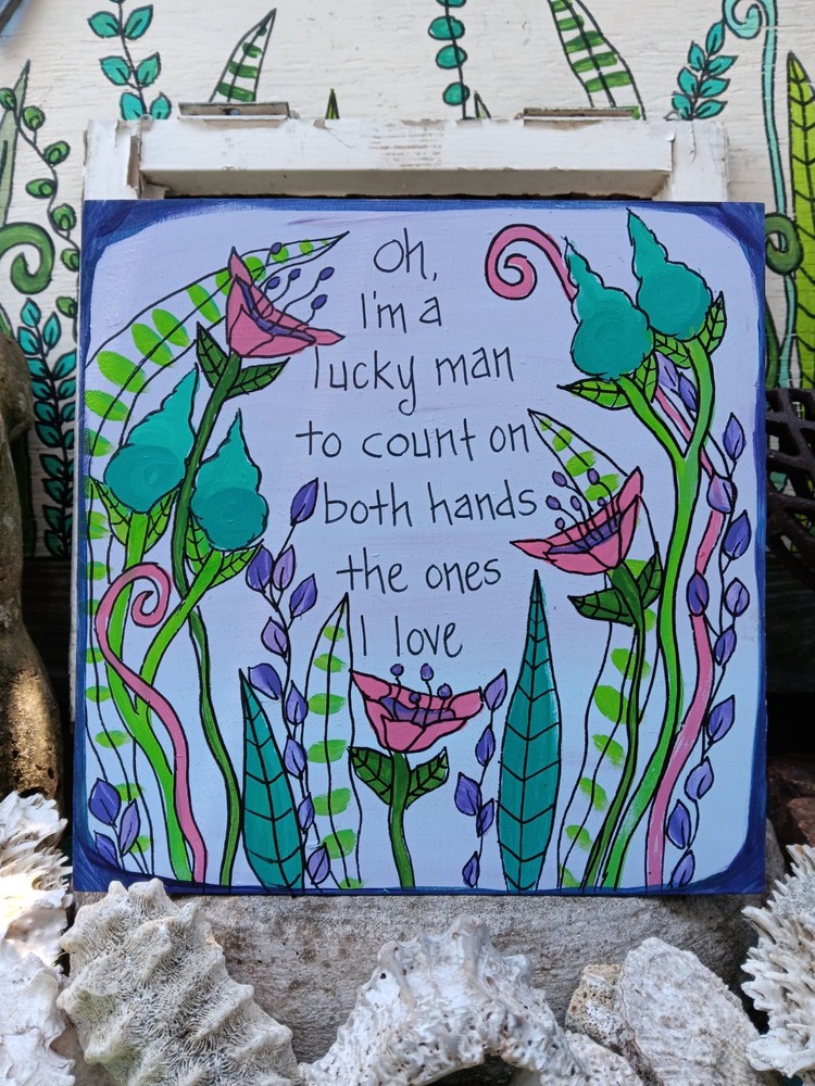 Pearl Jam Just Breathe Song Lyric Painting on 10″ wood panel, Alt Rock Folk Art