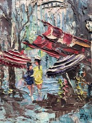 Expressionist Paris Scene with Montmartre France Oil Painting