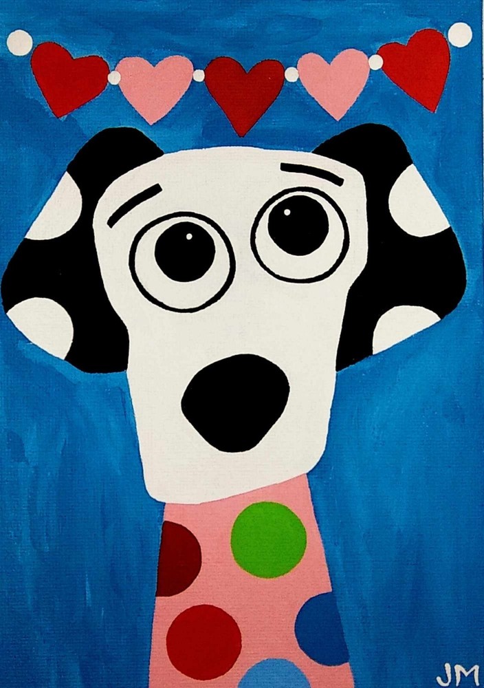 new original painting 5×7″ signed art keepsake gift „Puppy Love“