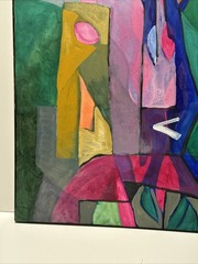 ABSTRACT PAINTING VINTAGE PHILIP NORTH CUBIST CUBISM ORIGINAL 30 Inches Rare AZ