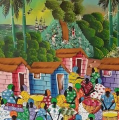 *RUSH HOUR AT PORT-AU-PRINCE MARKETPLACE*oil on canvas panel. GenuineHatianArt*