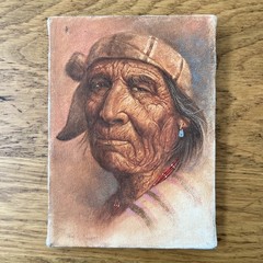 Tony M. Sandoval ( Dine (Navajo) 1943-2021) “ Navajo Man “ Oil on Canvas 5” X 7”