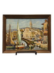 Framed J. Colombini 6-5/8″ X 8-3/8″ Oil Painting Signed