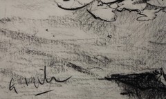 GERRY MILLER – Original Drawing „River“ Conte Pencil on paper. A3