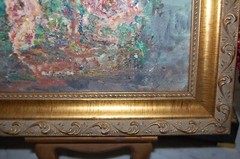FRAMED ORIGINAL OIL FLOWERS AND BASKET STILL LIFE ARTIST SIGNED HECTO VIDAL 1999