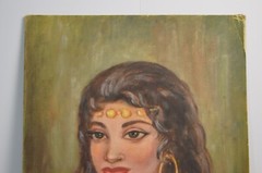 Vintage Gypsy Art Painting on Board Original Signed MCM Art by Nia Dondo