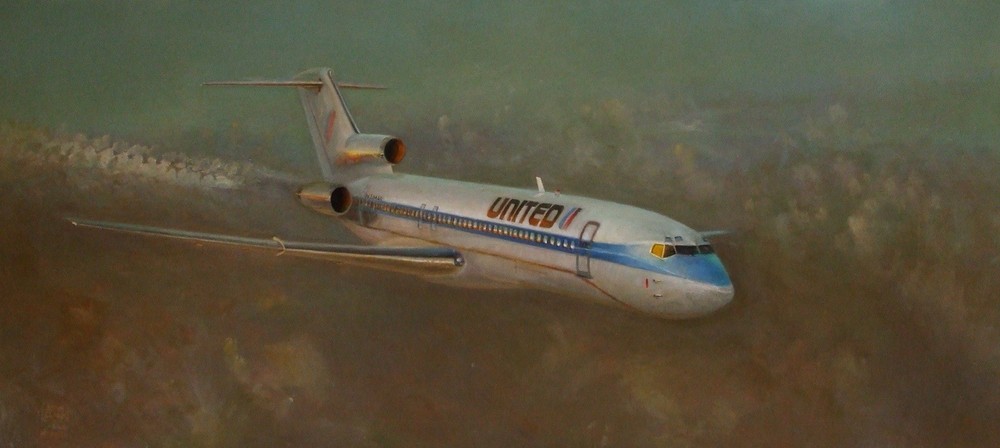 United Airlines Aircraft Realism Painting Aviation Transportation Art
