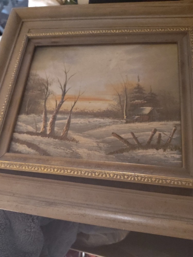 Original Oil Painting Raamsdonk Landscape Cutting Wood Signed Impressionist Fram