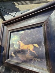 A Palomino & A Spaniel Landscape by Charles Towne Mini Giclée Varnish Print