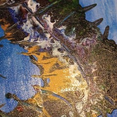 Mercy Island Painting. 15 1/2in by 12 1/2 In. Hand Painted Abstract painting