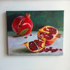 Pomegranate fruit still life original oil painting
