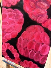 Oil Painting Raspberry Berries Nature Food Stretched Canvas Wall Decor