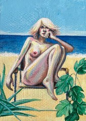Original Nude Painting – Acrylic on Cardboard – Expressive Figurative Art
