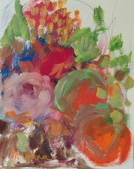 MONA VIVAR 14×11 Abstract Expressionism Painting – Contemporary Floral Art