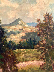 Listed Russian Artist David Burliuk (1882-1967) Signed Landscape Oil Painting