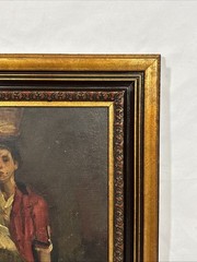 Old Vintage Hungarian Original Oil Painting Portrait of Woman Signed Framed