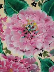 Pink Hydrangeas Yellow & Black 11×14 Canvas Original Art Expressionism Abstract