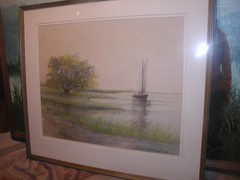 1944 WATERCOLOR SEASCAPE,LARGE,BY JOSEPH ANTHONY ATCHISON,EASTERN SHORE VA,ORIG