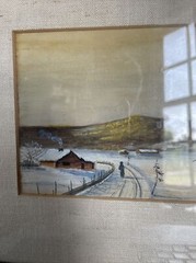 Original Watercolor Painting Winter Landscape