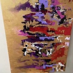 Acrylic art painting 24X 48 Inches original hand painted And Signed By Artist