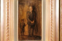 „Mother and Child“ Attr Honore Daumier French Artist 19th Cent Oil Wood Panel.