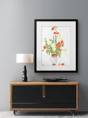 Original Flowers in a Vase Doodle Modern Bright Retro Pop Art 11×14 on Paper