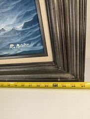 Vintage Original Oil Painting Sail Ship Sea Ocean Signed R. Boren Framed 27×31”