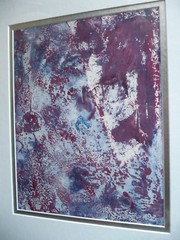 M. SIMON, Mystery Abstraction EXPRESSIONIST ABSTRACT Blue Purple Mid Century Mod