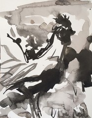 PDQ Artist Original Farm Animals Rooster Impressionist Realism Sumi-E Paintings
