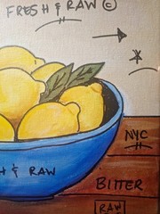 Original Signed 8×10 Golden Lemon Still Life Acrylic Canvas Impressionist Art