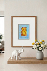 Gummy Bear Yellow Oil Painting 10×15 cm Pastose Technique Painting on Canvas Fabric