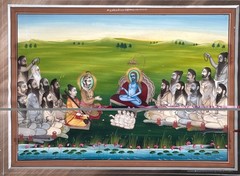 “Krishna” Hindu Mughal Antique Painting Indian Mystic Ceremony Persian Signed