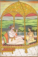 Indian Art Painting Of Emperor & Empress Enjoying Quality Time 7.5×11.5 Inches