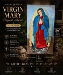 Vtg Virgin Mary Guadalupe Framed Art Painting 1984 San Antonio Catholic Original