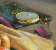 Tweety Bird Looney Tunes with Pocket Watch 14×11 in Oil on canvas HALL GROAT II