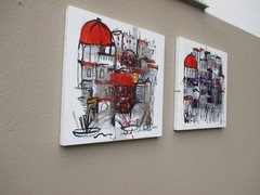 Acrylic picture city 2 Italy 60x60x3 cm orig. Atelier Düsseldorf Mixed Media Painting