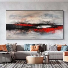 Black Red Large Wall Art Paintings Hand Painted Abstract Oil Painting on Canvas