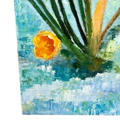Original Oil Painting Art Yellow Crocus Iris Floral Abstract Impressionism 16×12