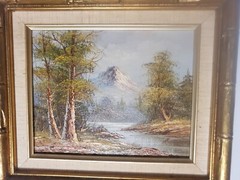 Signed Fall Woodlands Scene Oil on Canvas 8 x 10 in Wood Frame 14 x 12