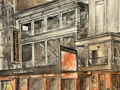 70s New York City NYC Street Scene Painting Nederlander Theatre Broadway W41st