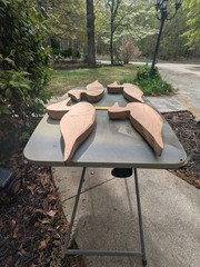 4 wooden Decoys hand carved unpainted fok art style