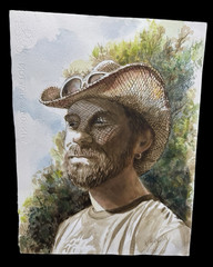 Watercolor Portrait Artisit Original Signed Hansen Southern Culture 11 x 14″
