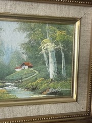 Vintage Oil Painting In Ornate Gold Frame Nature Size 11×9 Signed