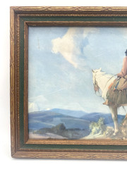 1930-40’s Native American on a Horse Print Looking Away, Nice Framed with Glass